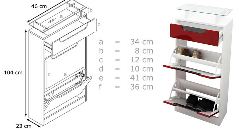 dimensions du meuble chaussures